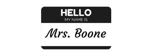 Mrs. Boone Name Badge