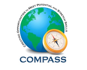 COMPASS logo with blue globe and compass