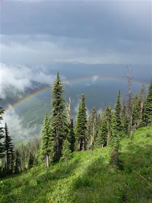 Mountains with rainbo