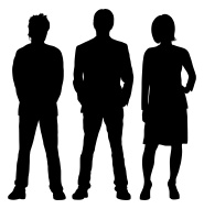 silhouettes of three people standing together