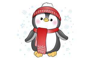 Penguin dancing in the snow