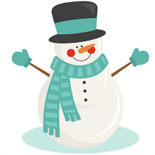 Snowman in blue scarf and hat