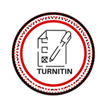red and black circle with a paper and pen cartoon and the word turnitin 