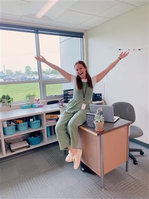 Ms. Ziesmer in her classroom
