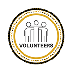 Link to volunteer portal which includes a infographic of three people stick figures linked together 