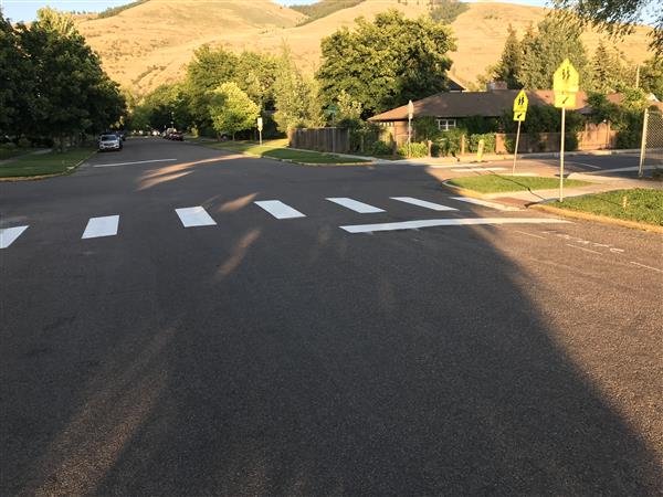 Newly painted crosswalks